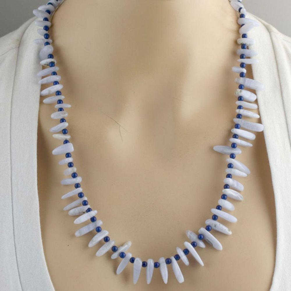 Blue Lace Agate & Lapis Necklace Set